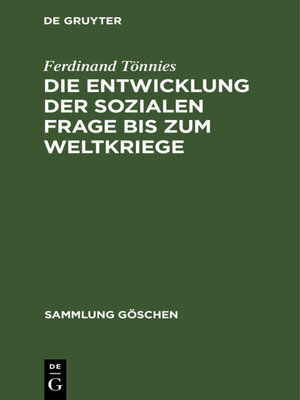 cover image of Die Entwicklung der sozialen Frage bis zum Weltkriege